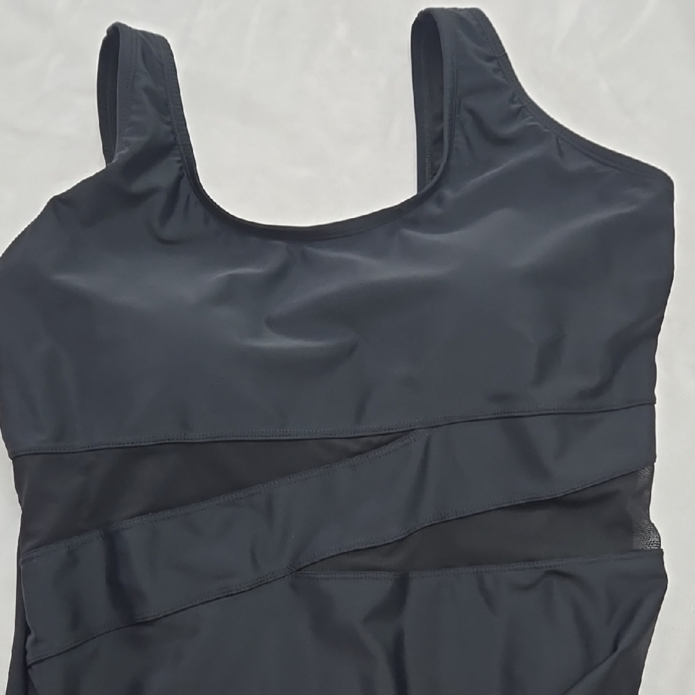 Catalina Black One Piece Swimsuit with Scoop Neckline, Size 1X/XG (16W)‎